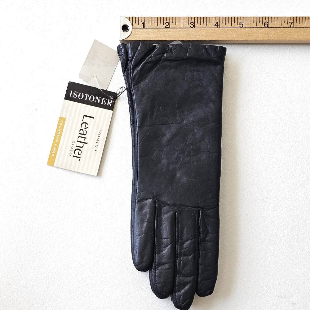 Vintage '95Isotoner Real Leather Gloves Women Cashmere Lined Soft Lambskin *Read